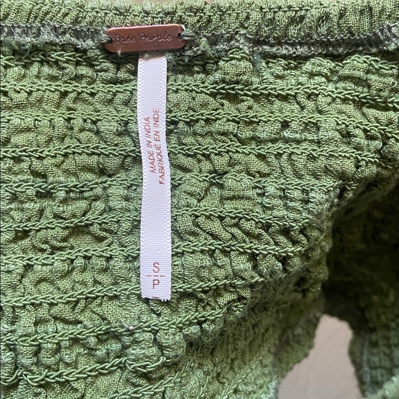 Sz S Free People Textured Green 100% Cotton Long Dress - Picture 2 of 5